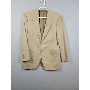 Canali 100% Wool Tan Check LS 2 Button Notch Blazer Men's 50R